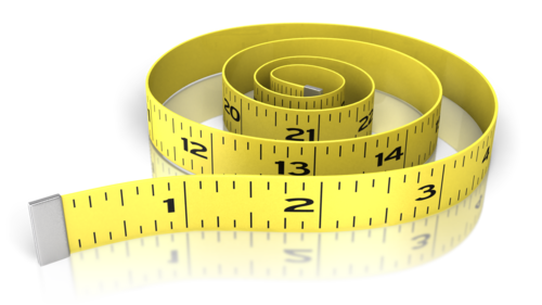 Curled up yellow tape measure